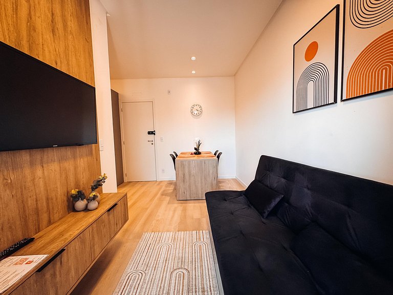 Apto com 1 quarto e sacada com churrasqueira