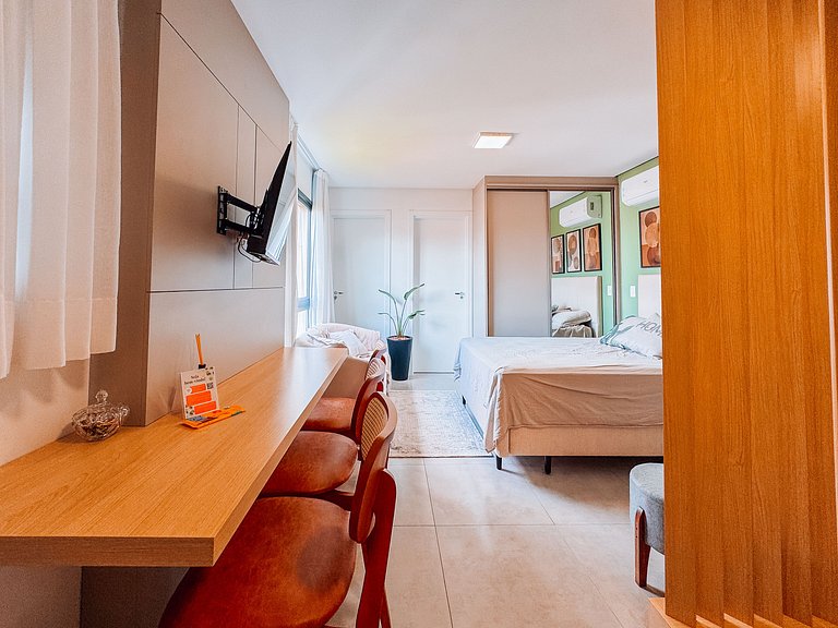 Flat ate 3 pessoas/ prédio com piscina