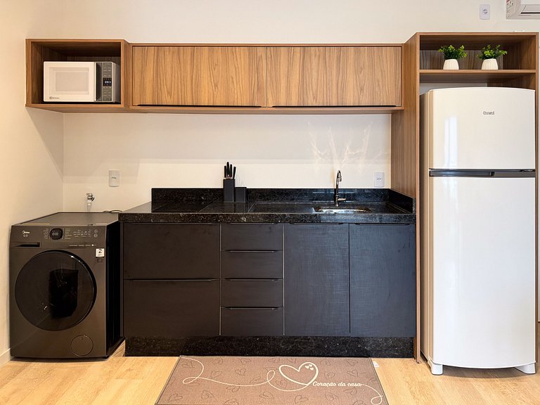 Flat moderno com churrasqueira próximo à Unifebe