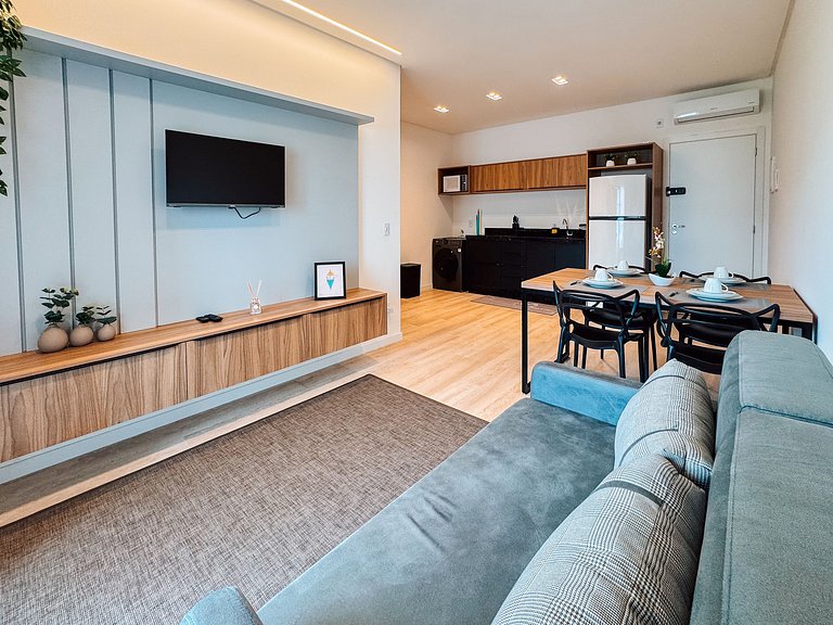 Flat moderno com churrasqueira próximo à Unifebe