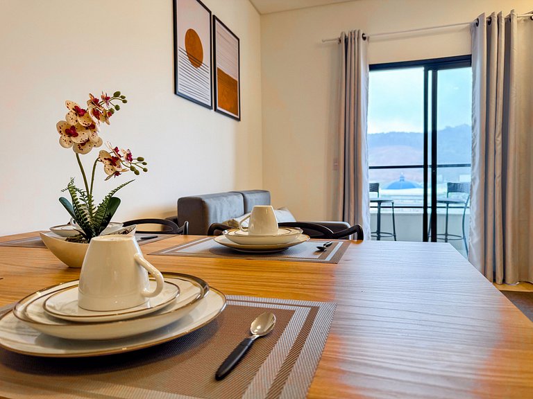 Flat moderno com churrasqueira próximo à Unifebe