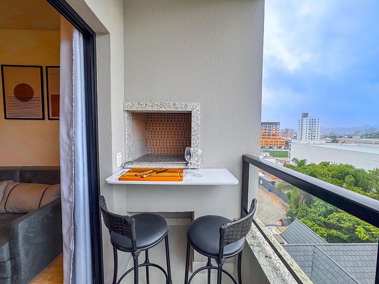 Flat moderno com churrasqueira próximo à Unifebe