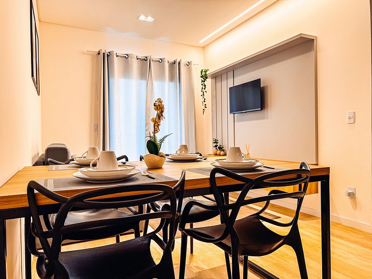 Flat moderno com churrasqueira próximo à Unifebe